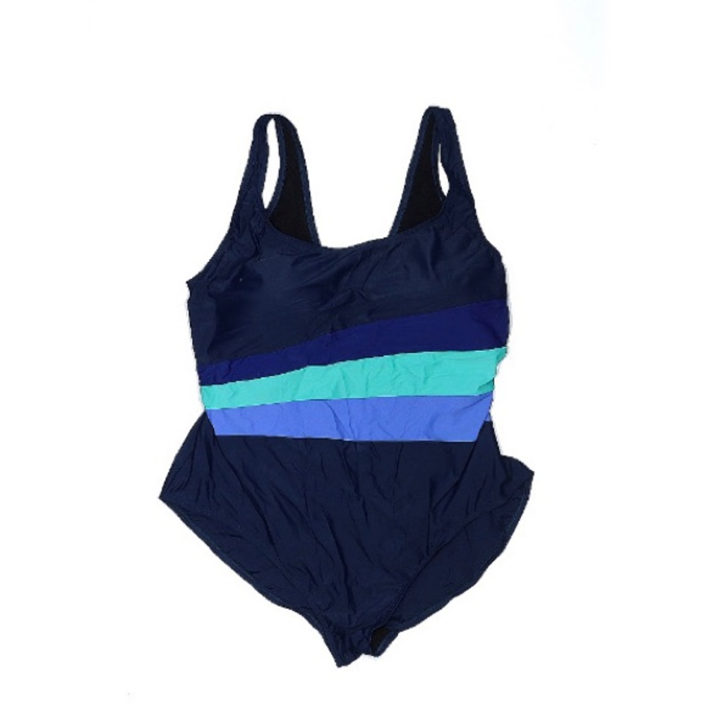 NWOT Swimsuits for All, one-piece swimsuit, shades of blue, size 30